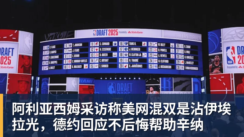 阿利亚西姆采访称美网混双是沾伊埃拉光，德约回应不后悔帮助辛纳