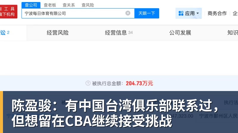 陈盈骏：有中国台湾俱乐部联系过，但想留在CBA继续接受挑战
